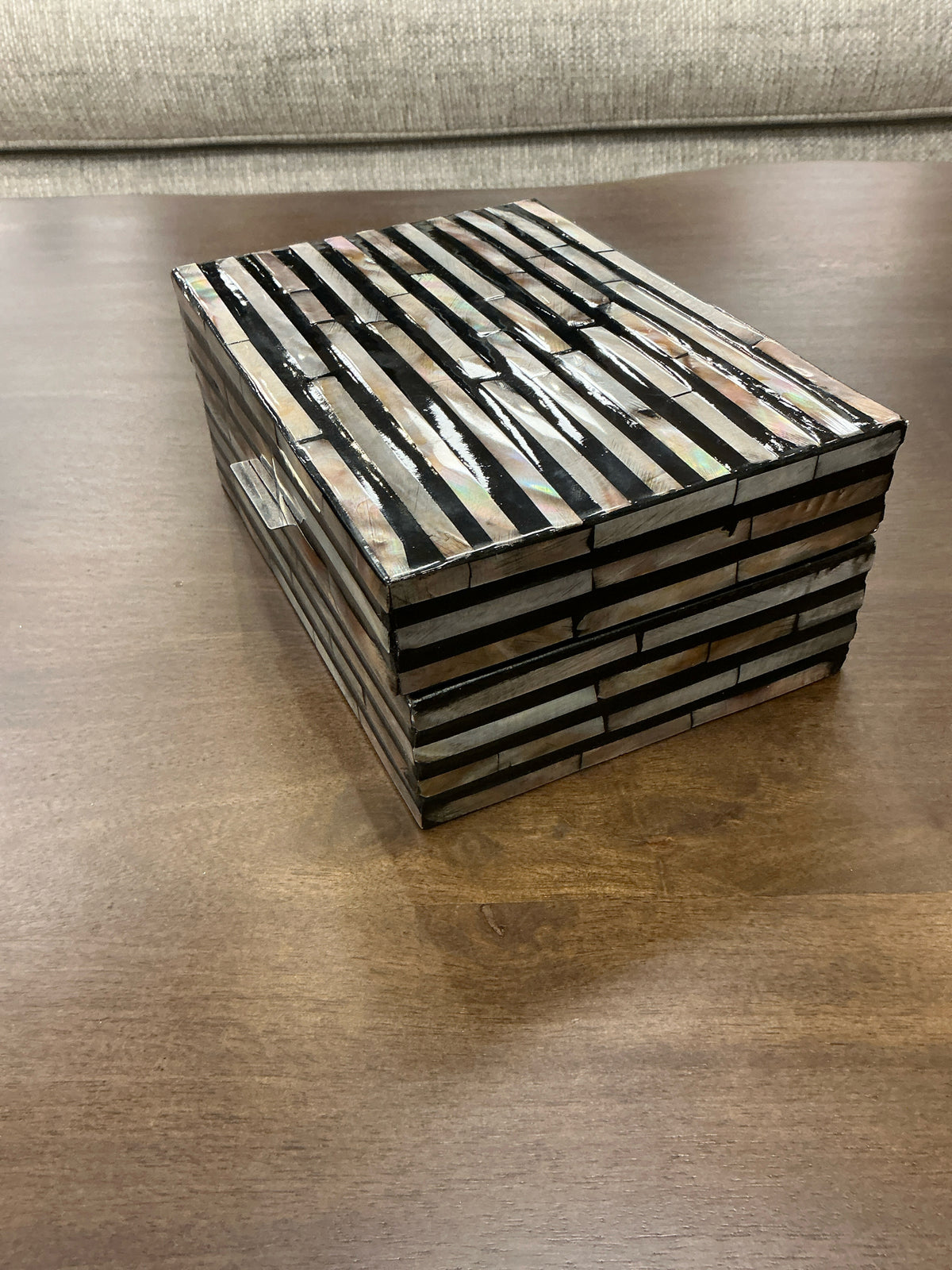 Grey and black striped modern box